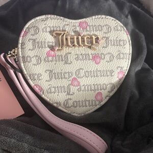 Juicy Couture Heart-Shaped Pink and Cream Wristlet